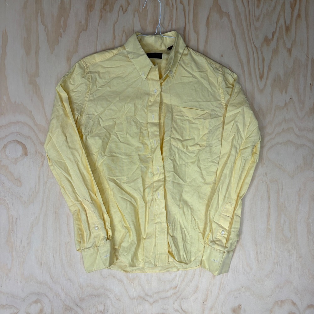 Yves Saint Laurent Activewear Yellow Button Down Shirt Vintage Cotton Blend 9/10